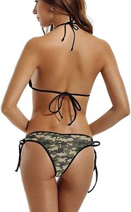 Bikini <span class=keywords><strong>de</strong></span> dos piezas con logotipo personalizado para mujer, traje <span class=keywords><strong>de</strong></span> baño triangular <span class=keywords><strong>de</strong></span> camuflaje, 2021 - Product Image 4