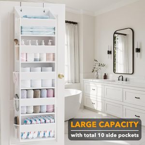 Organisateur à suspendre au-dessus de la porte, 5 niveaux avec 10 poches en filet pour le rangement de la chambre, de la salle de bain et de la chambre d'enfant - Product Image 3
