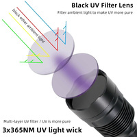 Lampe torche LED UV à lumière noire haute puissance 45W 365nm, géocaching, minéraux fluorescents, lampe LED rechargeable