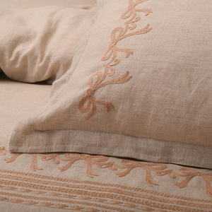 Juego de Ropa de Cama de <span class=keywords><strong>Lino</strong></span> Suave de Lujo, Funda de Edredón Personalizada, Ropa de Cama de Terciopelo, Juego de Sábanas con Bordado de Alta Costura - Product Image 3