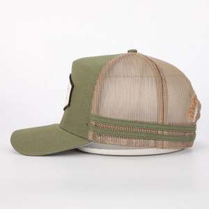 Alta calidad diseño bordado parche Logo 5 paneles Gorras OEM al por mayor personalizado moda camionero gorra Camal algodón deporte malla sombrero - Product Image 3