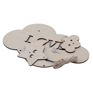 1 pieza DIY Retro nuevo colgante de madera hueca minimalista decoración del hogar colgante de pared con estrella Luna cara sonriente artesanía puesto Accesorios - Product Image 3