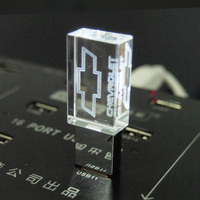 2024 Venta caliente Cristal transparente 3,0 USB Flash Stick 32G 64GB 128GB personalizado 3D logo crystol memoria USB memorias USB