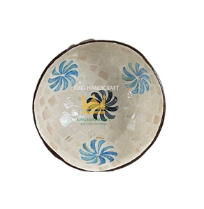 Customized unique mother-of-pearl inlaid coconut shell bowls eating <b>utensils</b> made from natural coconut shell low price - Product Image 4