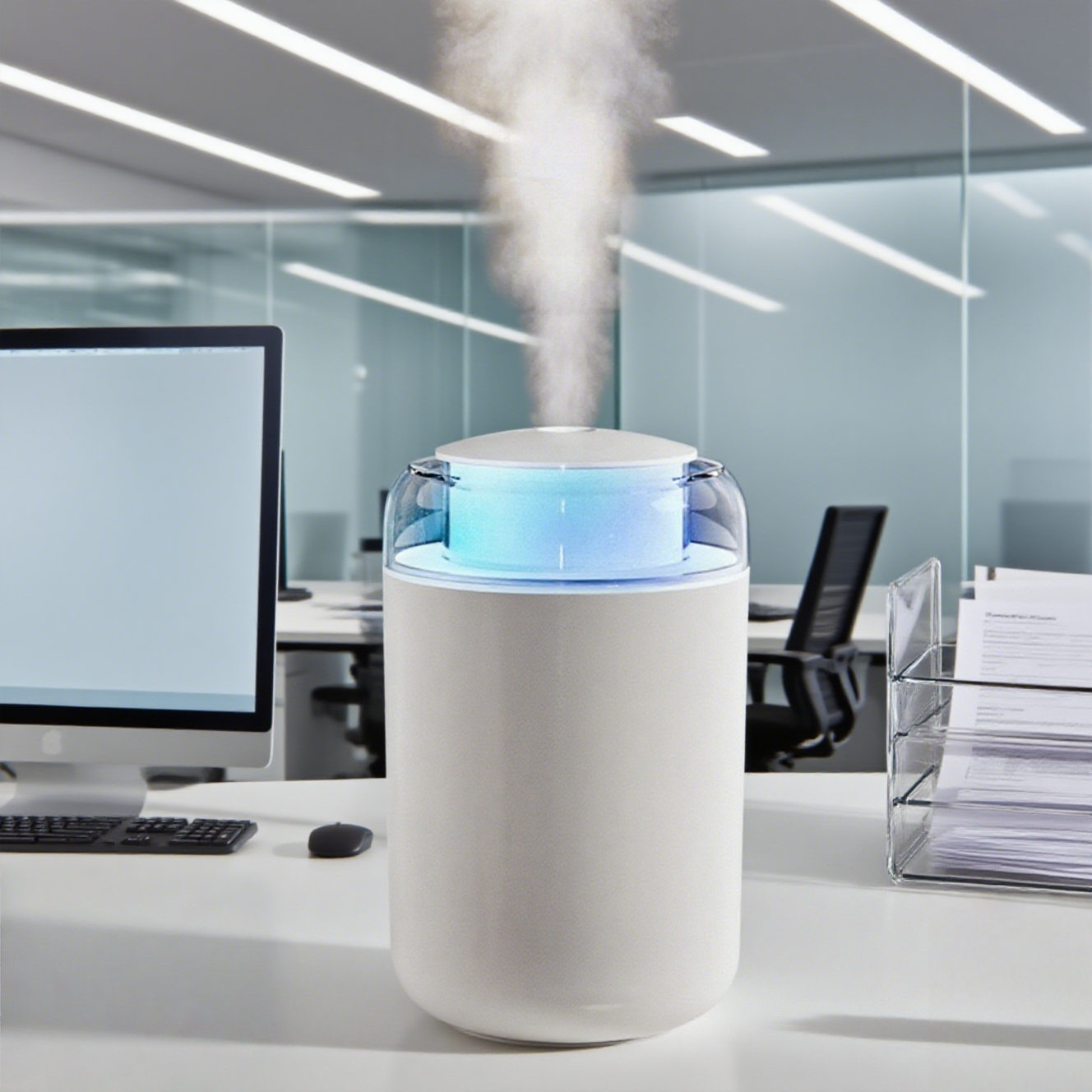 1.3L USB Auto Shut-Off Plastic Humidifier with LED Lights Aromatherapy for Home Bedroom Living Room Office Hotel Car