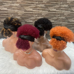 Afro Wave Pixie Cut Peluca rizada Natural Brasileño 150% Densidad COLORES naturales Peluca <span class=keywords><strong>de</strong></span> cabello humano hecha a máquina Banda para el cabello <span class=keywords><strong>de</strong></span> seda helada - Product Image 6
