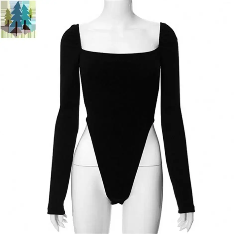 Wholesale Price Plus Size Women's Slim Fitting Bottoming Shirt T-Shirt Long Sleeve Jumpsuit Sexy U-Shaped Design Butt Lifter