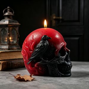 Molde de silicona ecológico para velas aromáticas con diseño de <span class=keywords><strong>cuervo</strong></span> y calavera, molde para manualidades de yeso con temática oscura de Halloween - Product Image 2