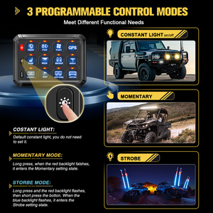 Auto Car Switch Box 12V 24V Off Road Led Light <span class=keywords><strong>Controller</strong></span> 12 Gang Switch Panel Wireless RGB con relé de protección contra sobrecarga - Product Image 5