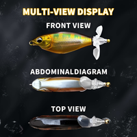 Leurre de pêche de surface à hélice, leurre dur Popper 85mm/68mm avec queue rotative, leurre artificiel, hameçons triples, vente en gros