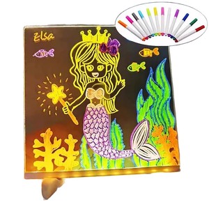 Großhandel Acryl Leuchttafel zum Handschreiben, löschbar, Anti-Malerei, Blumen-Werbetafel, florale Notizblöcke, fluoreszierender Effekt für Verkaufsstände - Product Image 2