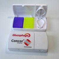 Mini boîte à médicaments de voyage, boîte à pilules de médicaments avec dispositif de découpe