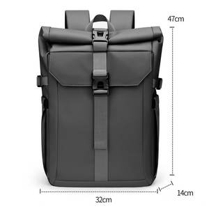 Custom Recycled Pet <b>Waterproof</b> Travel Laptop <b>Backpack</b> Usb Port Anti-theft <b>Roll</b> <b>Top</b> Rucksack Geometric Poly - Product Image 3