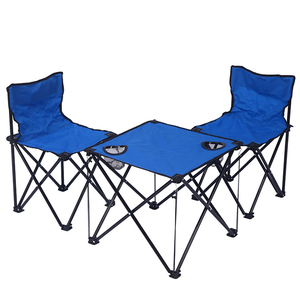 Juego de <span class=keywords><strong>Mesa</strong></span> <span class=keywords><strong>y</strong></span> <span class=keywords><strong>Sillas</strong></span> Plegables para Exteriores, Respaldo de Tela Oxford, Silla de <span class=keywords><strong>Playa</strong></span> Portátil para Camping, Juego de 3 Piezas - Product Image 1