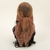 Foulard en soie carré brodé 80*80cm populaire européen américain accessoire de mode d'été polyvalent-Rose sac Polyester maille