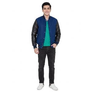 Custom OEM Service Latest Style <b>Leather</b> Sleeve Varsity Jacket New Streetwear <b>Leather</b> Sleeve CollegeBaseballjacket for men - Product Image 1