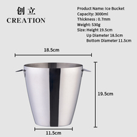 Factory Direct 3l Bacardi Industrial lfgb Restaurant Debout Champagne Seaux à glace en acier inoxydable pour la bière