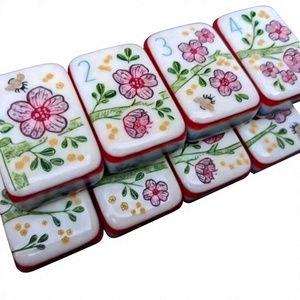 Jeu de Mahjong Américain de Luxe à 7 couches avec tuiles sculptées, coins arrondis, 160 pièces, pour 4 joueurs, pieds pliables, en stock - Product Image 4