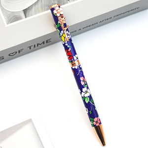 Regalo per la Festa della Mamma, Penna a Sfera in Metallo Floreale, Logo Personalizzato, Penne Dorate Rosa, Regalo per Lei, Set Souvenir in Confezione - Product Image 1