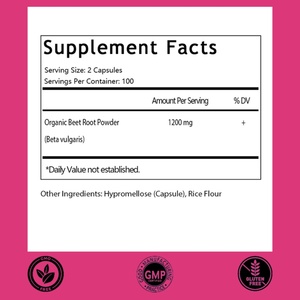 200 Cápsulas de Remolacha para Apoyar la Presión Arterial y el Rendimiento Deportivo (Puro, Sin OMG y Sin Gluten) - Product Image 2
