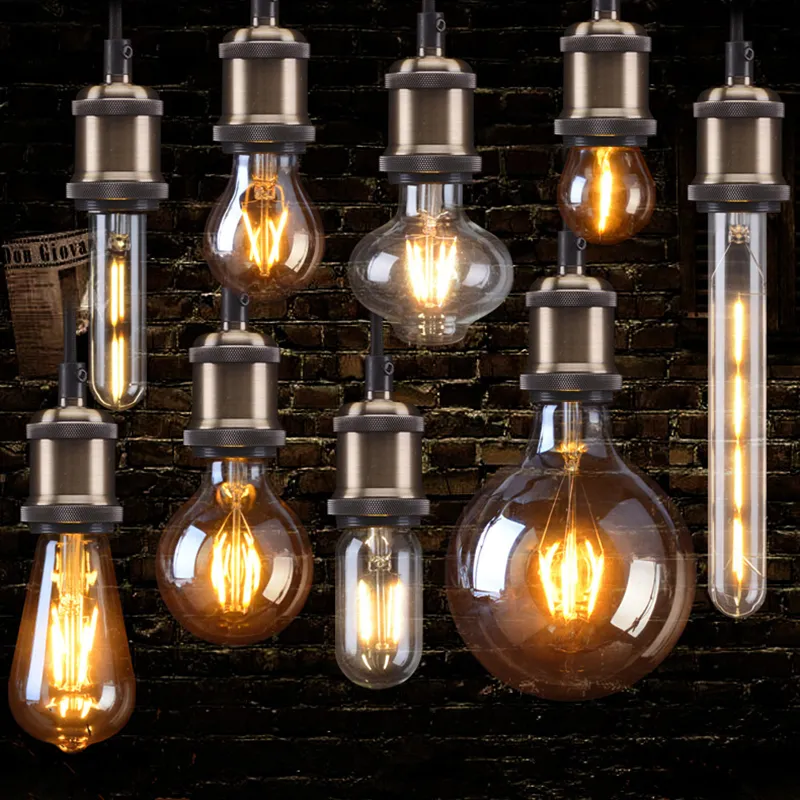 Kısılabilir dekoratif lamba 2W 4W 6W 8W Vintage LED ışık ampuller A60 ST64 ST58 G80 G95 G125 c35 G45 T30 T45 Edison LED Filament <span class=keywords><strong>ampul</strong></span>