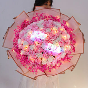 99 Hoa hồng xà phòng bó hoa cẩm chướng ngày của mẹ Quà Tặng 520 1314 handmade nhân tạo Ngày Valentine bó hoa - Product Image 2