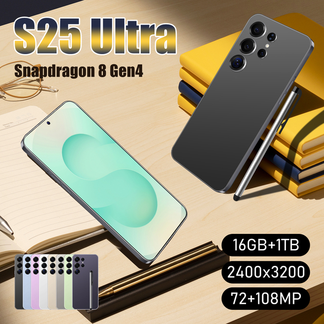 OEM S25 Ultra 5G Smartphones with 108MP Rear Camera 16GB+1TB Dual SIM 4K Screen Resolution CDMA Support Mobile Phone