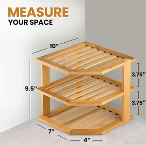 ชั้นวางของในตู้ไม้ไผ่สำหรับวางมุมในครัว เป็นมิตรกับสิ่งแวดล้อม โครงสร้างมั่นคง ช่วยเพิ่มความเป็นระเบียบเรียบร้อยในครัว ใช้ในบ้าน - Product Image 3