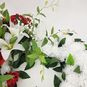Arreglos florales funerarios <span class=keywords><strong>de</strong></span> alta calidad, corona <span class=keywords><strong>de</strong></span> clavel <span class=keywords><strong>de</strong></span> Rosa y corazón, corona <span class=keywords><strong>de</strong></span> flores artificiales, decoración <span class=keywords><strong>de</strong></span> cementerio - Product Image 5