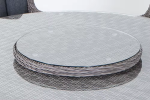 Leisure Traditional <b>Outdoor</b> Aluminum Frame PE Rattan <b>Round</b> Dining <b>Table</b> With Glass Top and Lazy for Hotel & Villa Use - Product Image 4