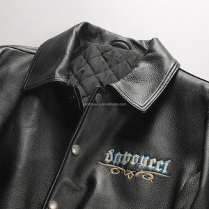 Abrigos auténticos de alta calidad Estilo bovino Patrón en relieve Versión Europea americana para hombres Chaquetas de cuero real de tamaño Pluz - Product Image 4