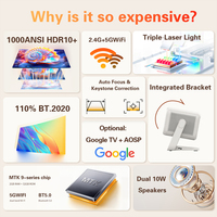 Projecteur portable 1080P 3 RGB Laser avec batterie intégrée Android 11 HDR MEMC WiFi OEM ODM Marque privée Usine