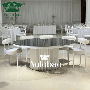 Mesas y sillas circulares de metal blanco para banquetes a precio económico. - Product Image 6