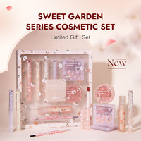 Coffret cadeau de maquillage Flower Beauty, gloss à lèvres en velours Hivi, rouge à lèvres, fard à paupières, cadeau de fête pour petite amie et femme, coffret de maquillage 8 pièces