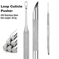 Stylo de manucure à double tête en acier inoxydable pour l'exfoliation, préparer la peau morte, cercle, biseau, pelle à cuticules