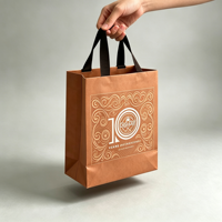 Sac cadeau en papier kraft écologique personnalisé, ruban en coton, impression de logo OEM pour l'emballage de cosmétiques, de parfums et de bijoux, vente en gros
