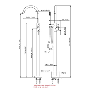 Reestanding-grifo para bañera, montaje de Loor, con loor tand Bañera Tap Faucet Grifo de bañera independiente Baño grifo de la b - Product Image 6