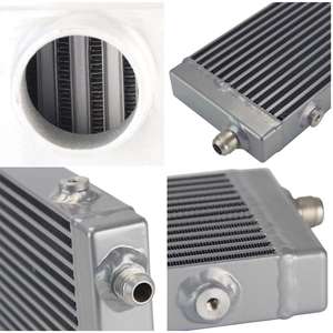 범용 알루미늄 엔진 오일 쿨러 열교환 기 소형 중형 대형 AN10 듀얼 패스 바 및 플레이트 오일 쿨러 열 실버 - Product Image 3