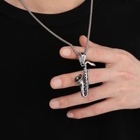 Rock Instrument Accessories Hip-hop Retro College Style Saxophone Skull Guitar Trumpet Titanium Steel Men's Pendant
