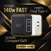 Adaptateur secteur mural US 140W double USB-C à charge rapide, chargeur GaN 3.1 PD3.1 140W pour Apple iPhone, MacBook, téléphone, ordinateur portable