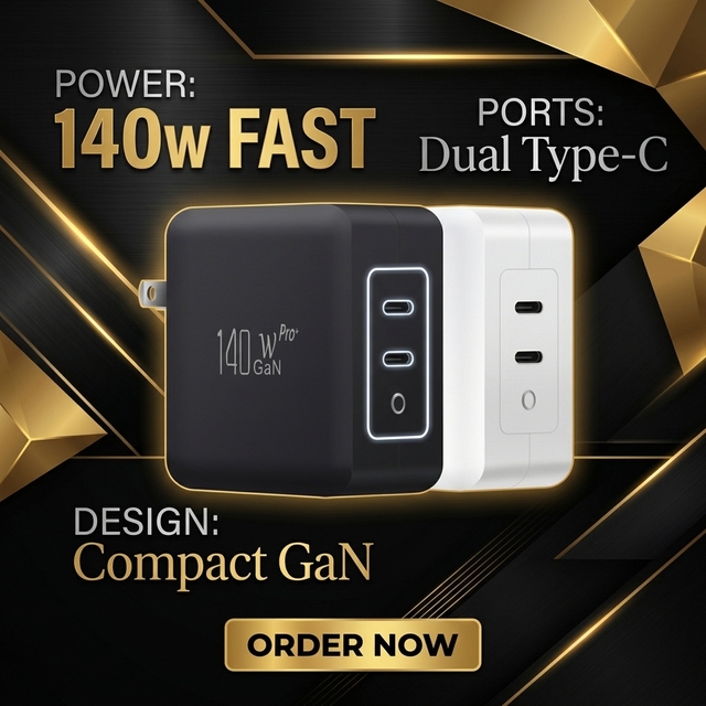 US Plug Wall 140w Dual USB-C Fast Charging Ac Adapter Travel Gan3 PD3.1 GaN Charger 140 W for apple iphone macbook Phone Laptop