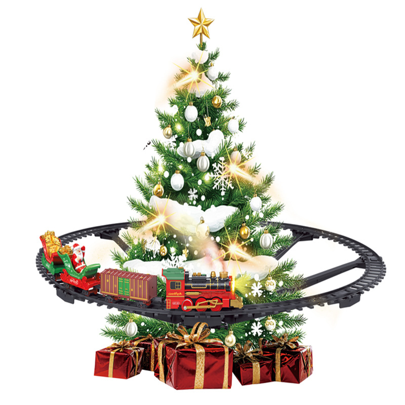 Tren Navideño Eléctrico Con Vía – Juego De 9 Piezas Para Decorar El Árbol De Navidad