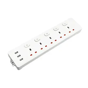 Oswell Kwaliteit Goedkope Uk Universele Multi Plug Stopcontact Verlengsnoer 5 Stopcontact 3 Usb Poort Smart Usb Stekker Met Surge Board