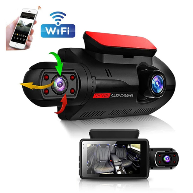1080P WIFI Dash Cam Video Double Wide Angle Night Vision Camera Best Quality With Front and Inside Camera Recorder A68