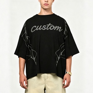 T-shirt Oversize Personalizzata con Strass, Vestibilità Ampia e Spalle Cadenti, in Cotone, Stile Streetwear da <span class=keywords><strong>Uomo</strong></span> - Abbigliamento <span class=keywords><strong>Uomo</strong></span> all'Ingrosso a Basso Prezzo - Product Image 3
