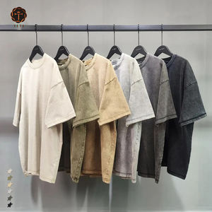 Maglietta di alta qualità in cotone 100% lavato con acido T-Shirt oversize da uomo maglietta Vintage lavata con pietra bianca - Product Image 1