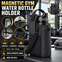 Sac porte-bouteille d'eau magnétique OEM personnalisé avec rangement multi-poches et sangle réglable pour le fitness, le cyclisme et la randonnée