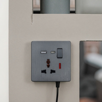 Enchufe de Corriente Multifunción de Plástico con 2 Puertos USB, 2 Tomas de Corriente, Clasificación de 13A/16A/10A, CE para IP21, para Uso Doméstico y Hospitalario