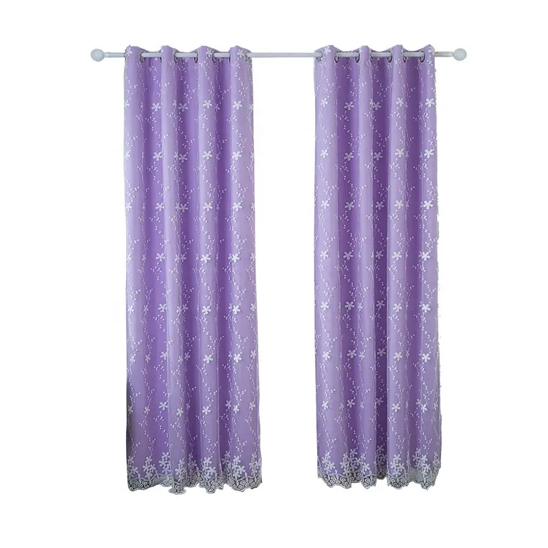 Wholesale Double Layer Curtains Drapes Milk Silk Lace Embroidered Elegant Readymade Living Room Curtain