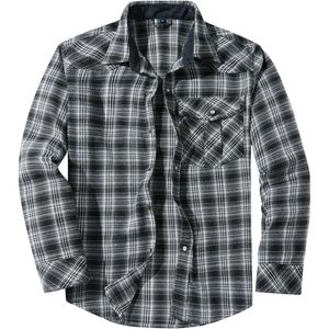 FOXA <b>Men's</b> Flannel <b>Shirt</b> Long Sleeve Checkered Plaid Regular Fit Casual Breathable Cotton <b>Western</b> <b>Shirt</b> - Product Image 4